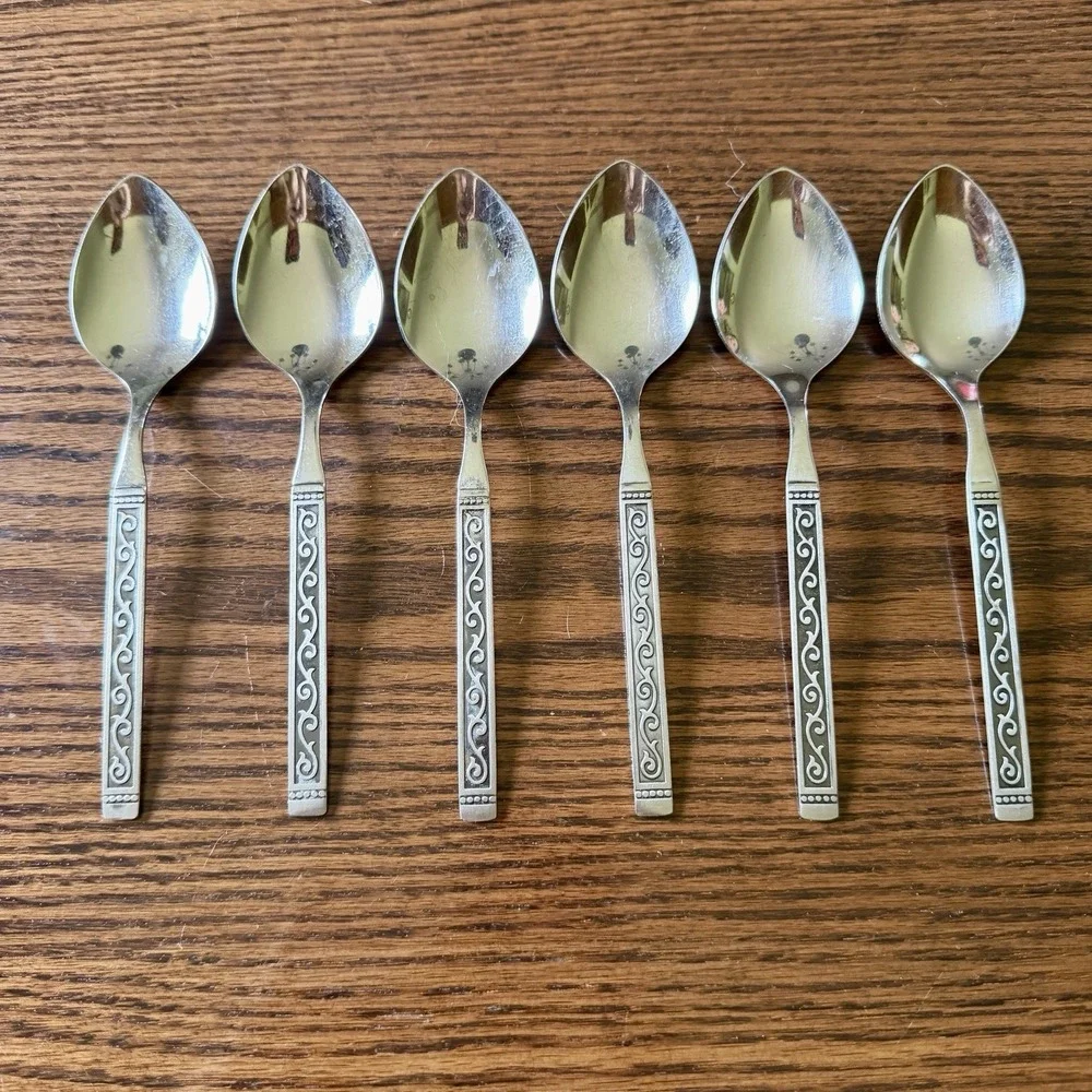 Vintage‎ Oneida Stainless Spanish Court Oval Soup Spoons Flatware Set Of 6